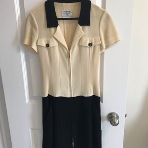100% authentic Chanel Black and Cream Short Sleeve Dress